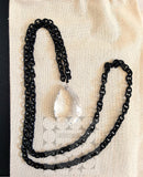 Women's Large Crystal Drop With Black Chain