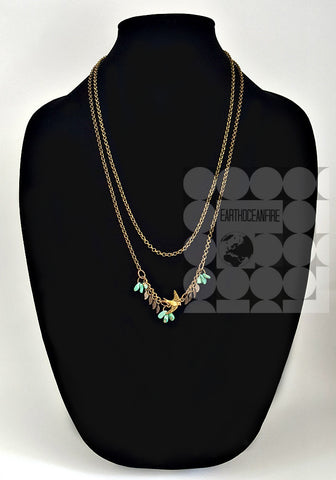 Layering Brass Turquoise Charm Set