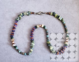 Irish Ladies Green Gemstone With Amethyst Beaded Necklace