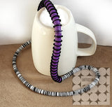 Express Yourself Beaded Necklace Purple Plus Black and White