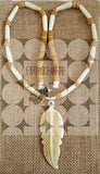 Women's Beaded Feather Pendant Necklace