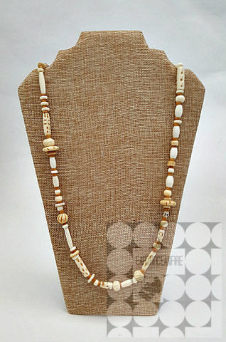 One-of-a-Kind Antiqued Carved Bone Beaded Necklace