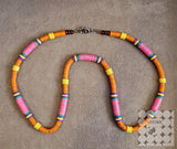 Express Yourself Orange and Pink Women's Beaded Necklace