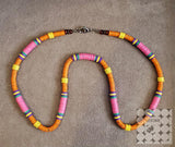 Express Yourself Orange and Pink Women's Beaded Necklace