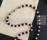 Women's Gemstone Beaded Black and White Necklace