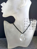 Women's Large Crystal Drop With Black Chain