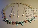 Blue Biwa Style Pearl Necklace Set